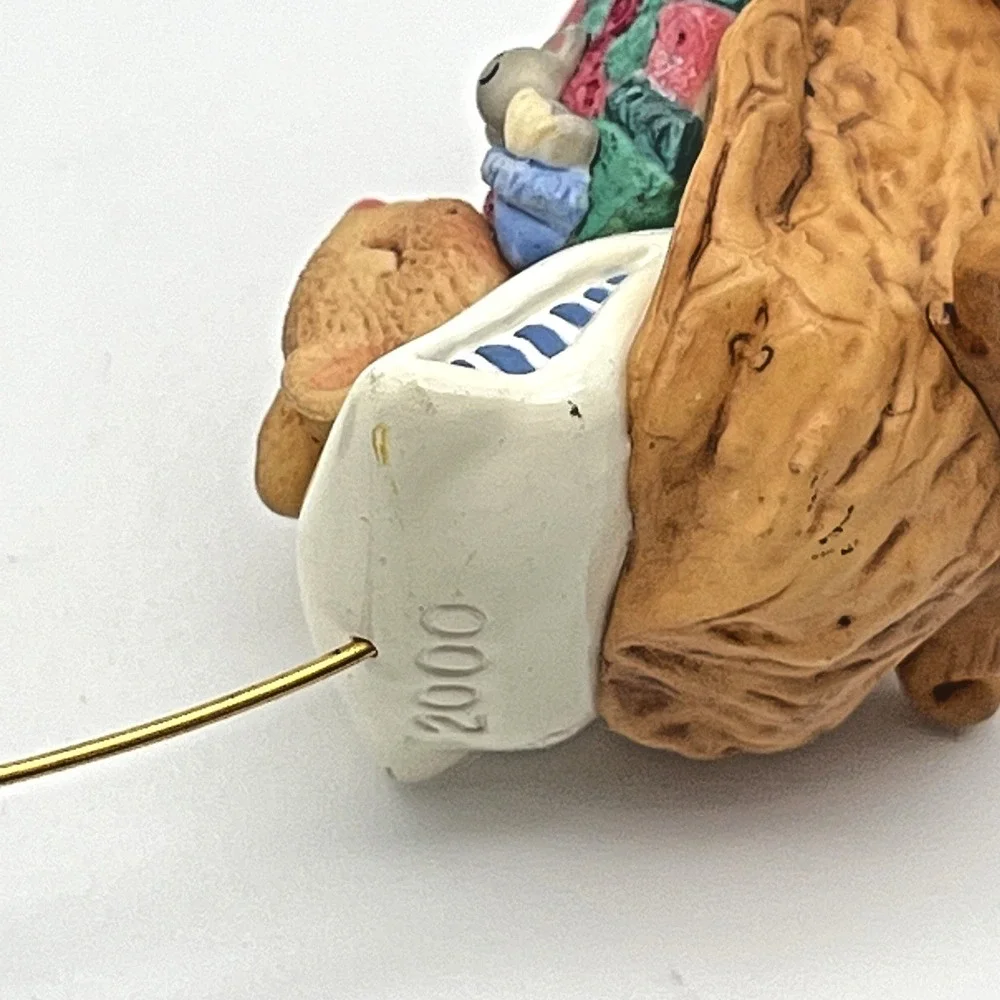 Hallmark‎ Keepsake Ornament Baby's First Christmas Sleeping Mouse in Walnut 2000